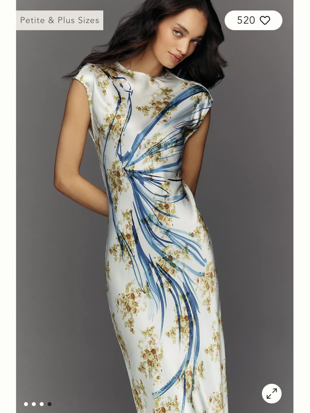 Anthropologie Maeve Mock Neck Midi Slip Dress Oyster Large NWT Blue Bird Swan